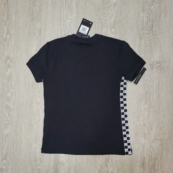Nike Women’s Swoosh Graphic Tshirt Black Stretch Taped Slim Fit Size XS New - Picture 3 of 3